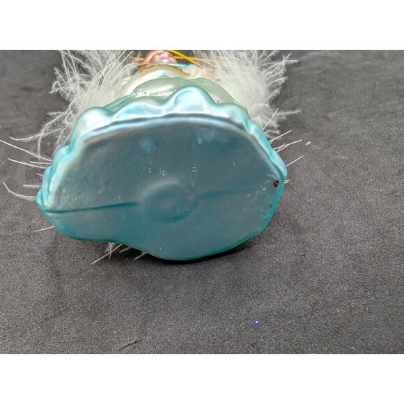 Vtg. Best Santa Christmas Ornament Angel 'NOEL' Glass Angel faux Feathers 5.25” - Picture 3 of 15